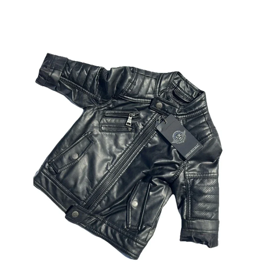 Urban Republic Kids 2T Black Faux Leather Moto Jacket NWT Motorcycle